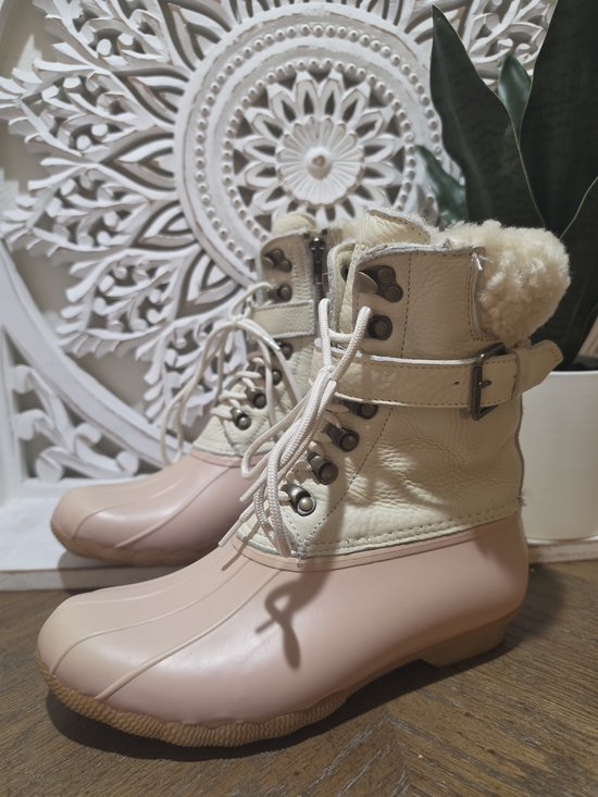Sperry Shoes - Sperry Cream and Blush Lace-Up Insulated Duck Boots Womens 7